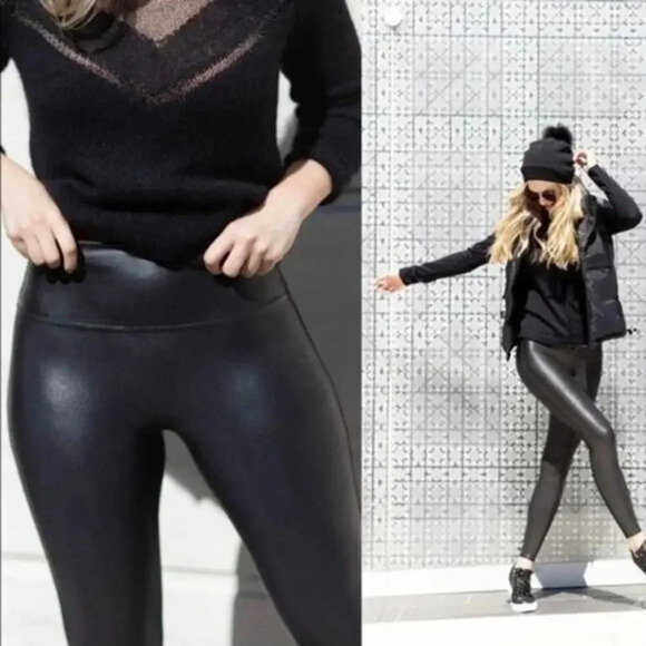 Spanx Faux Leather Leggings Small B827 - Picture 1 of 7